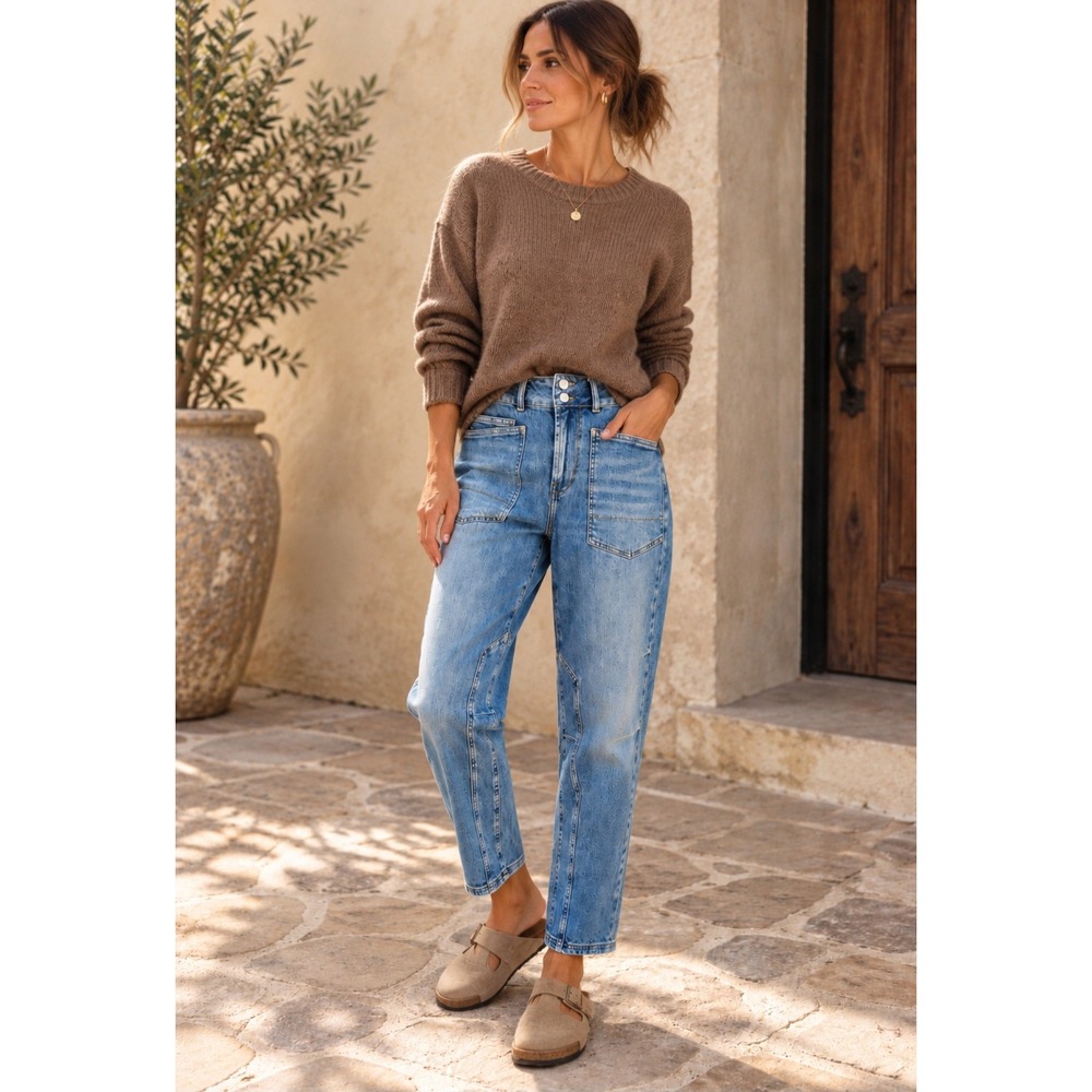 Pilcro Anthropologie Utility Carpenter Jeans 26 Patch Pocket Paneled High Rise